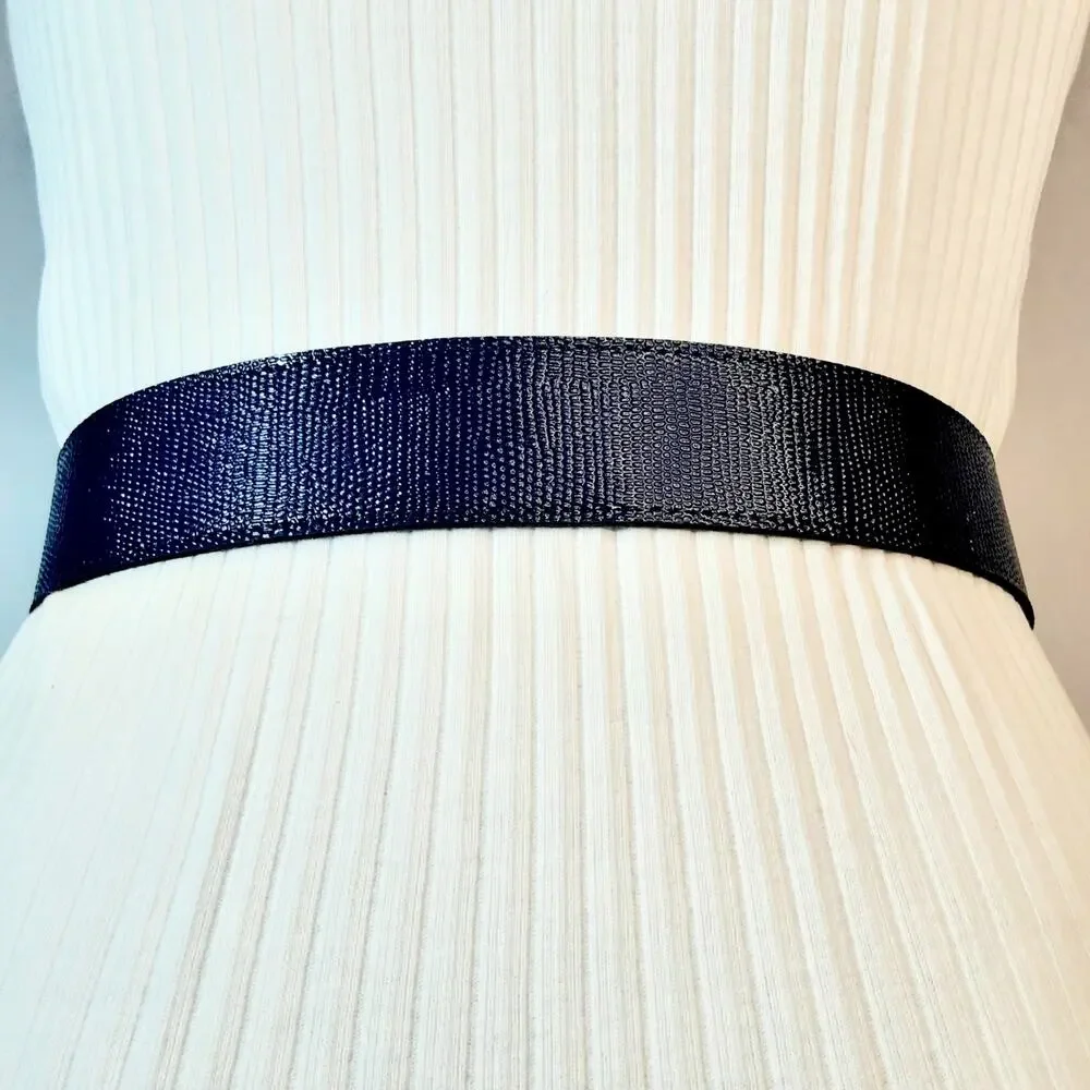 Astor Womens Lightweight Textured Navy Blue Belt Size Small Officewear